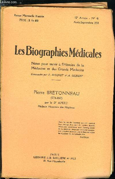 Les biographies mdicales n 6 - Pierre Bretonneau (1778-1862)