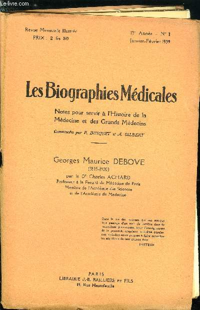 Les biographies mdicales n 1 - Georges Maurice Debove (1845-1920)