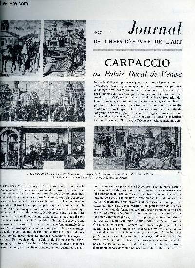 Journal de chefs-d'oeuvre de l'art n 27 - Carpaccio au Palais Ducal de Venise, Peverelli, Coiffes bretonnes, Pevsner et le constructivisme