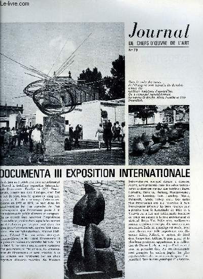 Journal de chefs-d'oeuvre de l'art n 79 - Documenta III exposition internationale, Niclausse, Genevive Asse