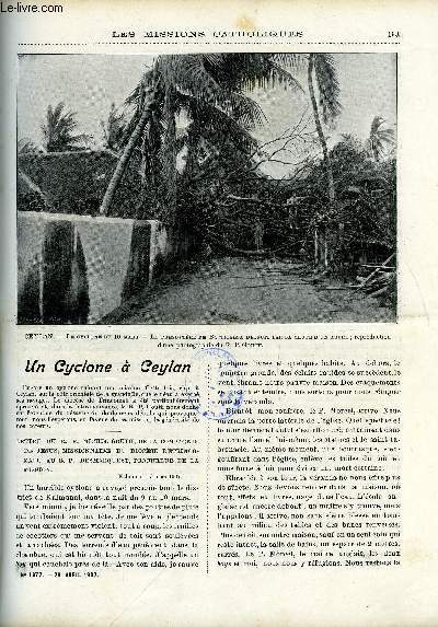 Les missions catholiques n 1977 - Un cyclone a Ceylan, Cinq mois a travers les missions du centre de l'Afrique, Les oiseaux, ordre des colombiformes