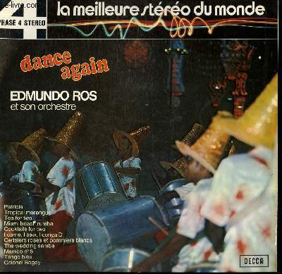 DISQUE VINYLE 33T DANCE AGAIN. PATRICIA / TROPICAL MERENGUE / TEA FOR TWO / MIAMI BEACH RUMBA / COCKTAILS FOR TWO / TANGO BLEU / MAMBO N5 / CERISIERS ROSES ET POMMIERS BLANCS / I CAME, I SAW, I CONGA'D...