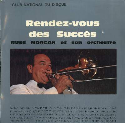 DISQUE VINYLE 33T / RENDEZ-VOUS DES SUCCES / AVEC LE GRAND ORCHESTRE DE RUSS MORGAN / WAY DOWN YONDER IN NEW ORLEANS / MARCHETA / LOVE FOR SALE / ZING WENT THE STRINGS OF MY HEART / THE SHEIK OF ARABY / ROSALIE / IN THE STILL OF THE NIGHT