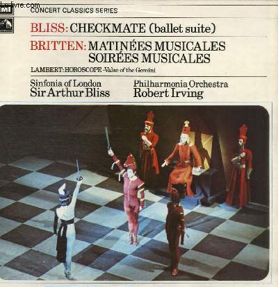 DISQUE VINYLE 33T CHECKMATE (BALLET SUITE), MATINEES MUSICALES, SOIREES MUSICALES.