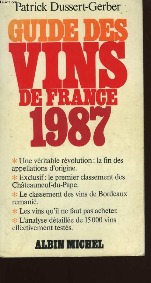 GUIDE DES VINS DE FRANCE 1987.