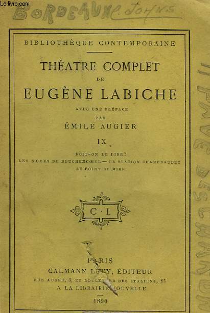 THEATRE COMPLET DE EUGENE LABICHE. TOME 9.