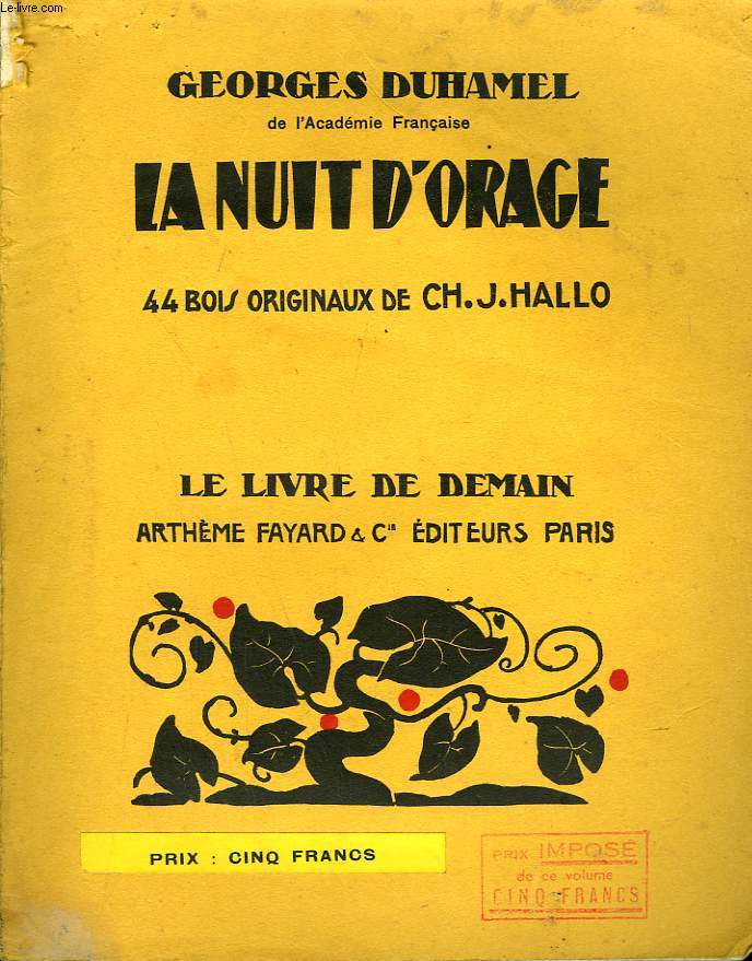 LA NUIT D'ORAGE. 44 BOIS ORIGINAUX DE CH.J.HALLO. LE LIVRE DE DEMAIN N 110.