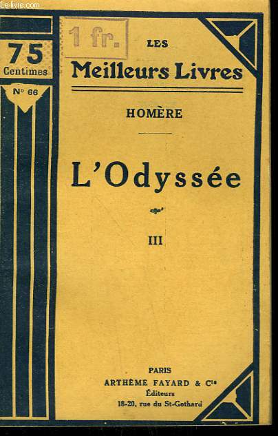 L'ODYSSEE TOME 3. COLLECTION : LES MEILLEURS LIVRES N 66.