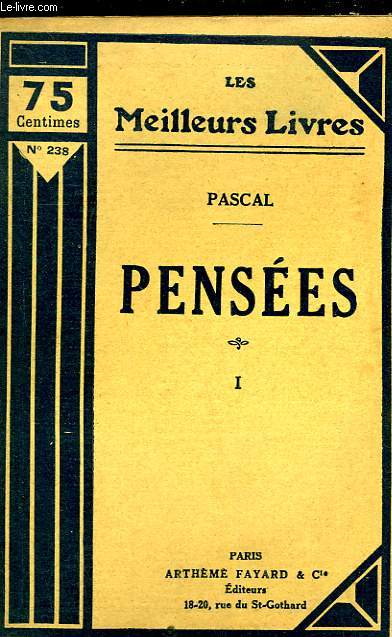 PENSEES - TOME 1