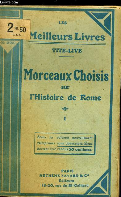 MORCEAUX CHOISIS SUR L'HISTOIRE DE ROME - TOME 1