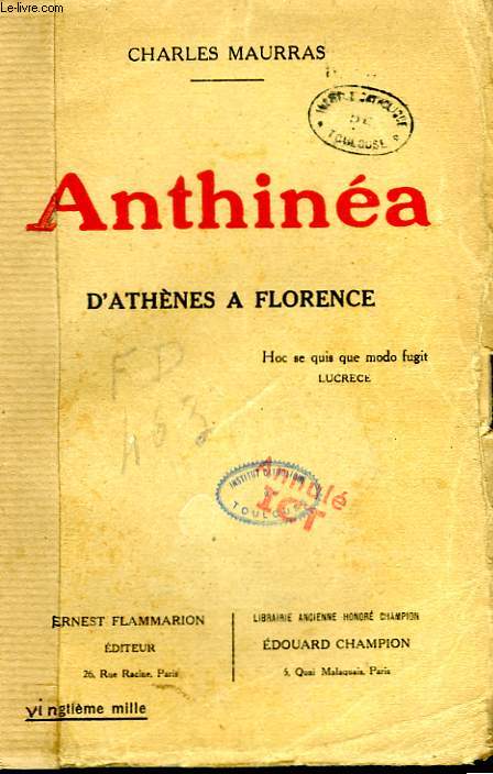 ANTHINEA. D'ATHENES A FLORENCE.