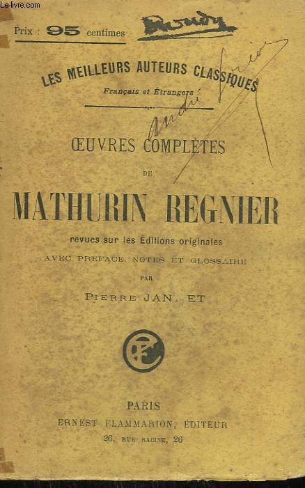 OEUVRES COMPLETES DE MATHURIN REGNIER.