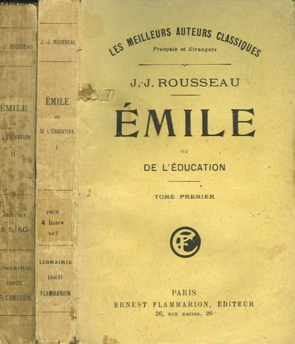 EMILE OU DE L'EDUCATION. EN 2 TOMES.