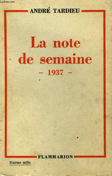 LA NOTE DE SEMAINE. 1937.