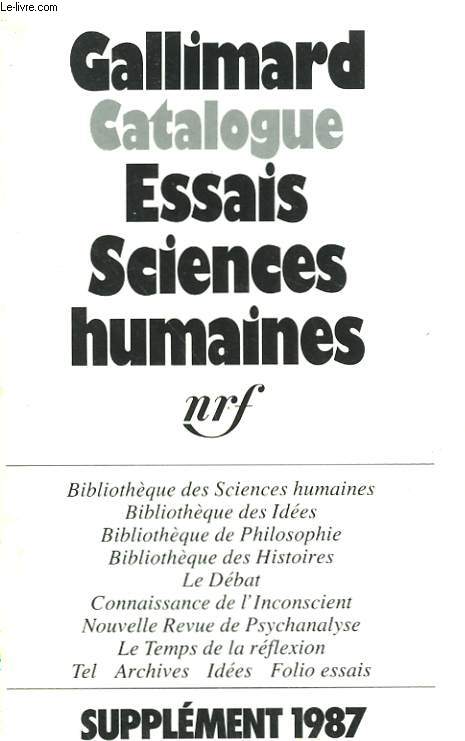 CATALOGUE ESSAIS, SCIENCES HUMAINES. SUPPLEMENT 1987.