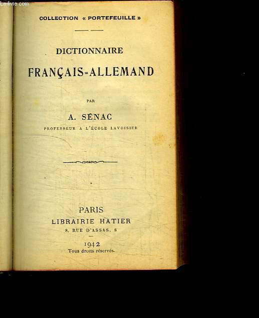 DICTIONNAIRE FRANCAIS ALLEMAND.
