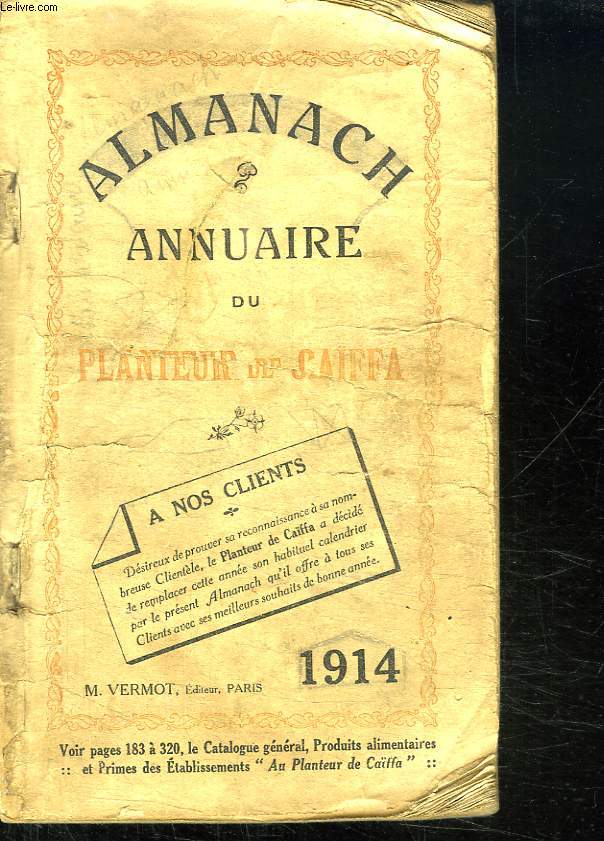 ALMANACH ANNUAIRE DU PLANTEUR DE S AIFFA. 1914.