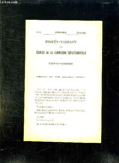 PROCES VERBAUX N 5 1898 1899 JANVIER DES SCEANCES DE LA COMMISSION DEPARTEMENTALE DE TARN ET GARONNE.