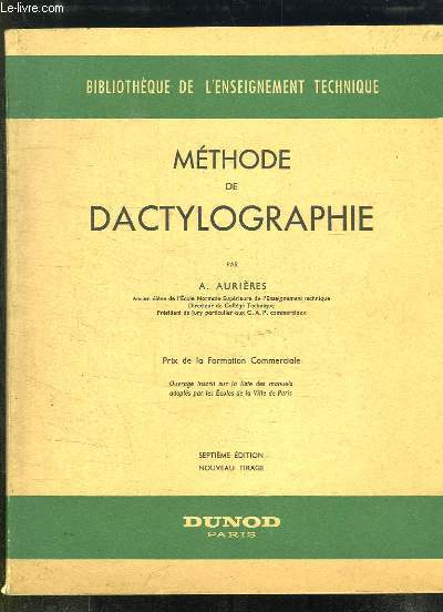 METHODE DE DACTYLOGRAPHIE. 7em EDITION.