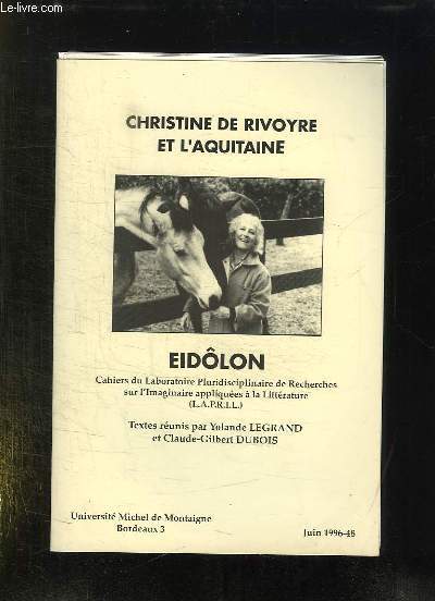 CHRISTINE DE RIVOYRE ET L AQUITAINE. JUIN 1996.