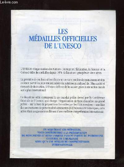 LES MEDAILLES OFFICIELLES DE L UNESCO.