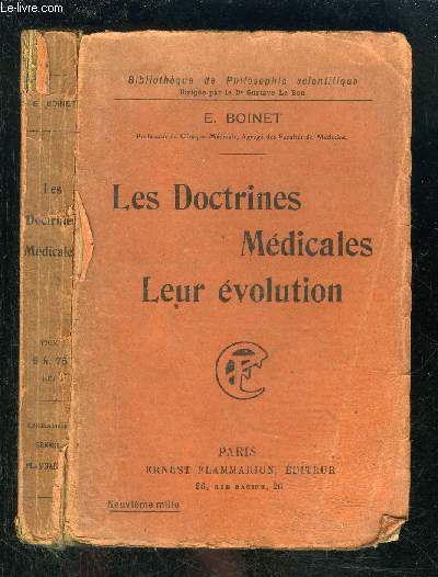 LES DOCTRINES MEDICALES- LEUR EVOLUTION- BIBLIOTHEQUE DE PHILOSOPHIE SCIENTIFIQUE