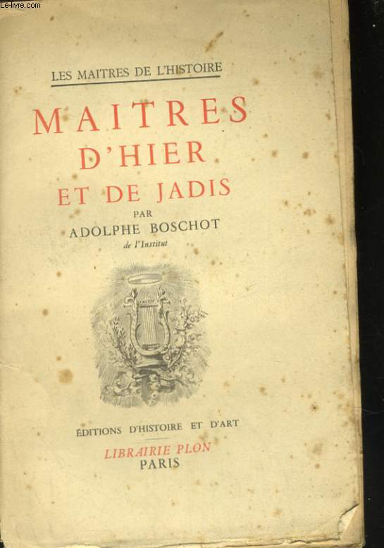 MAITRES D'HIER ET DE JADIS