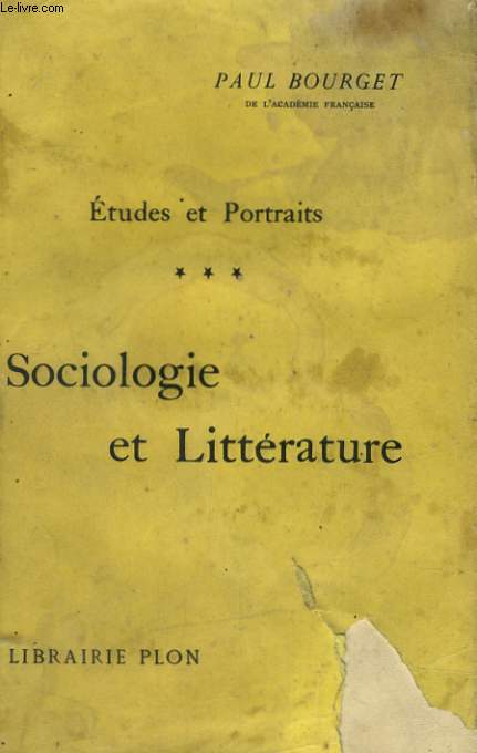ETUDES ET PORTRAITS, TOME 3: SOCIOLOGIE ET LITTERATURE