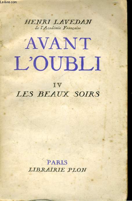 AVANT L'OUBLI, TOME 4: LES BEAUX SOIRS