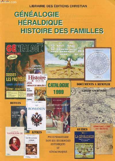 LOT DE 2 CATALOGUE - LIBRAIRIE DES EDITIONS CHRISTIAN - GENEALOGIE - HERALDIQUE - HISTOIRES DES FAMILLES