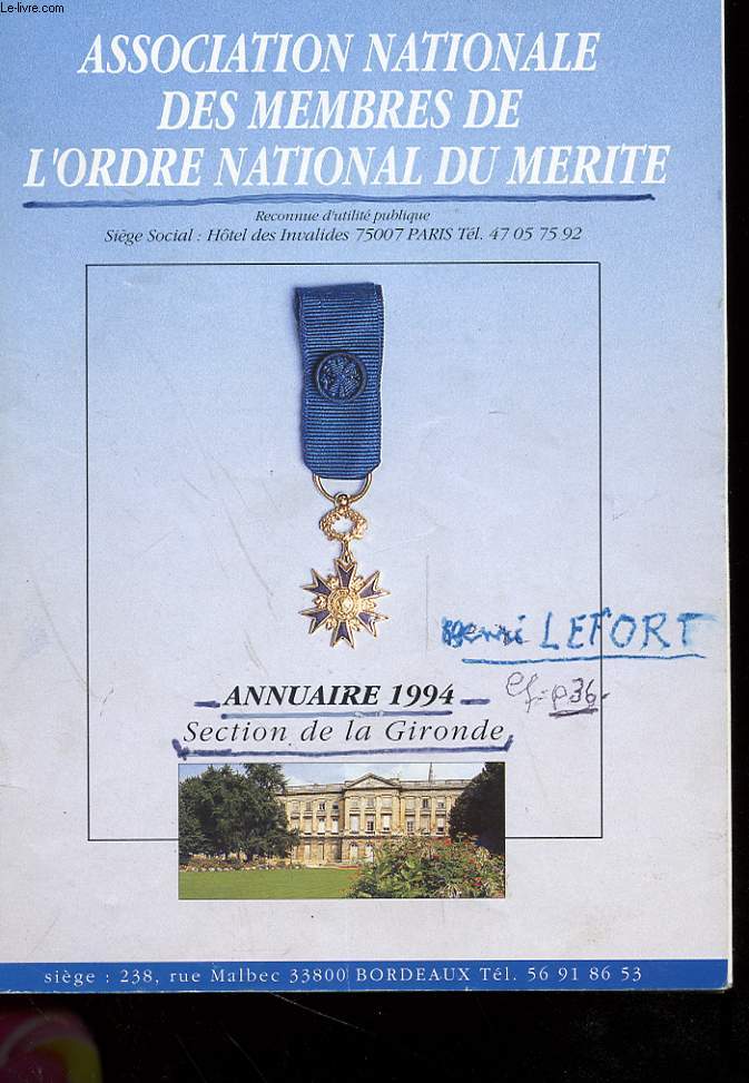 ANNUAIRE 1994 - SECTION DE LA GIRONDE