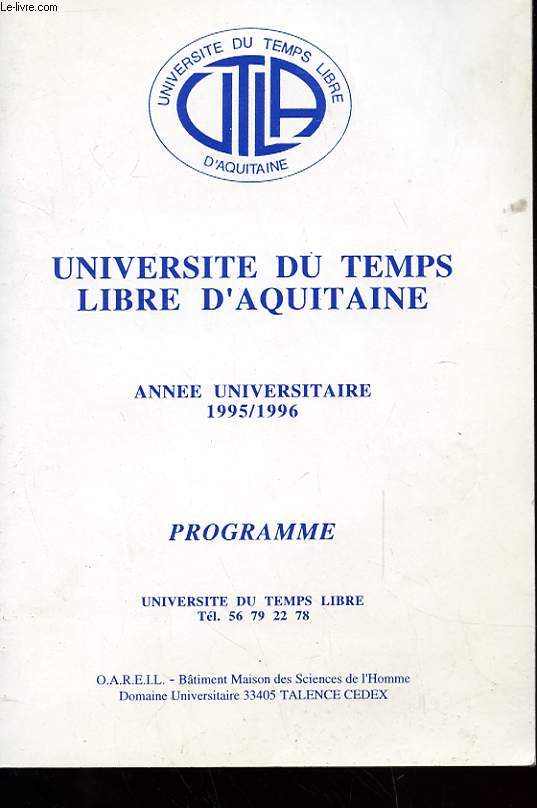 PROGRAMME - ANNE UNIVERSITAIRE 1995/1996