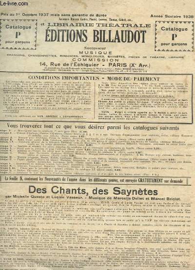 CATALOGUE P POUR GARCONS ANNEe SCOLAIRE 1938