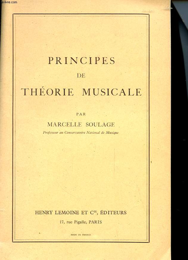 PRINCIPES DE THEORIE MUSICALE