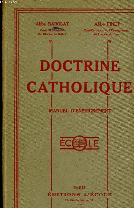 DOCTRINE CATHOLIQUE - MANUEL D'ENSEIGNEMENT