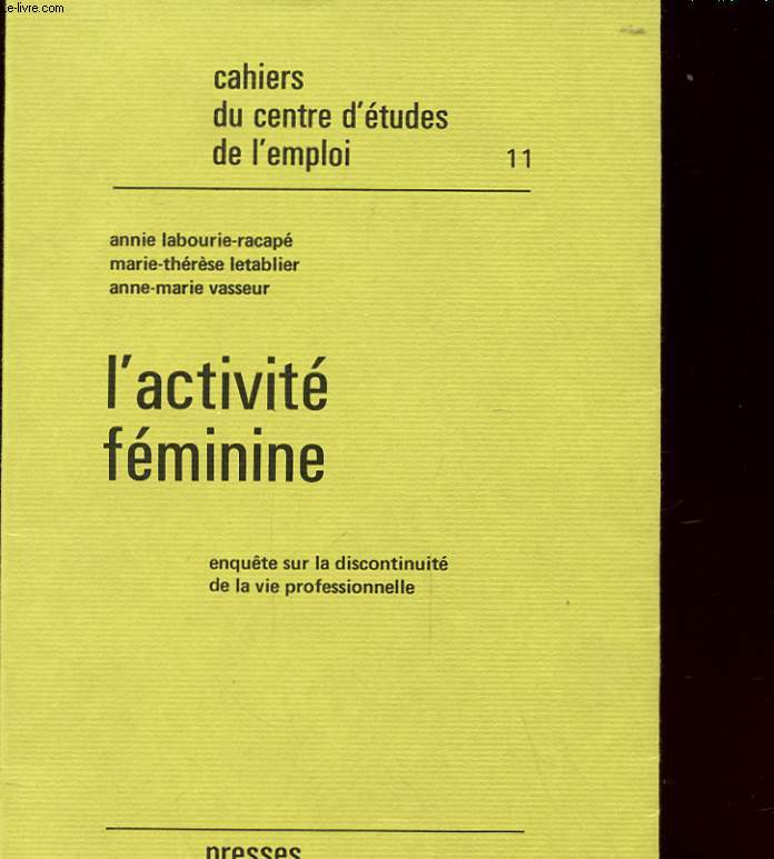 L'ACTIVITE FEMININE - ENQUTE SUR LA DISCONTINUITE DE LA VIE PROFESSIONELLE
