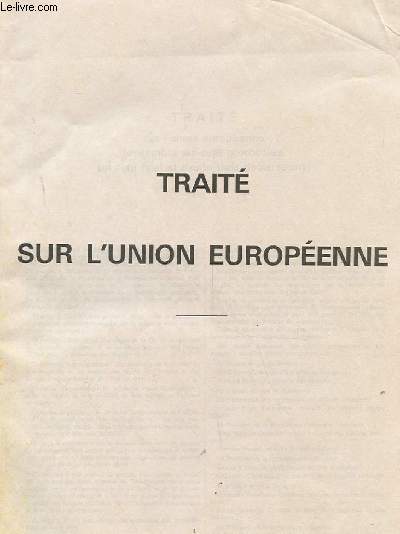 TRAITE SUR L'UNION EUROPENNE. ARTICLES