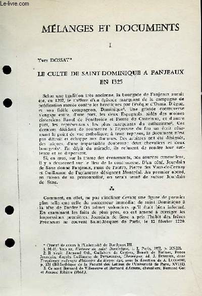 Mlanges et Documents : Le culte de Saint-Dominique  Fanjeaux en 1325
