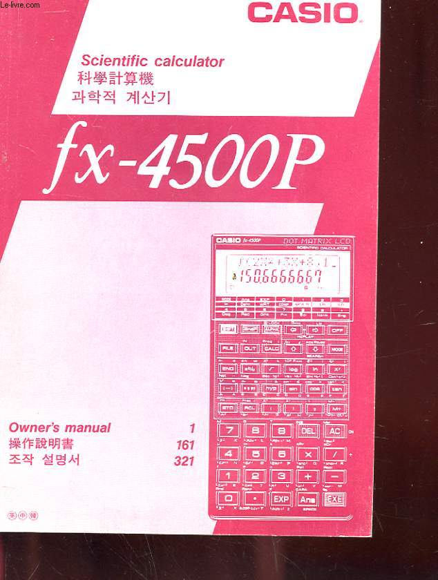 OWNER'S MANUAL - SCIENTIFIC CALCULATOR FX-4500P