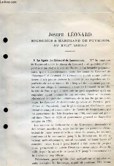 Joseph Lonard, Bourgeois & Marchand de Puymirol au XVIIe sicle