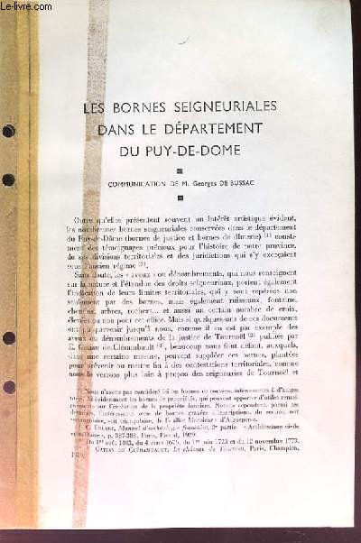 Les bornes seigneuriales dans le dpartement du Puy-de-Dme (Ouvrage photocopi)