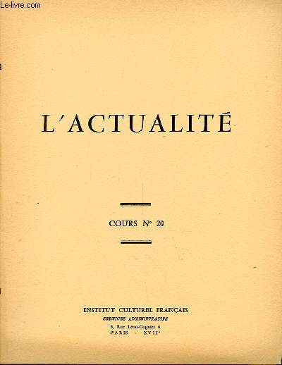 L'ACTUALITE - cours n20