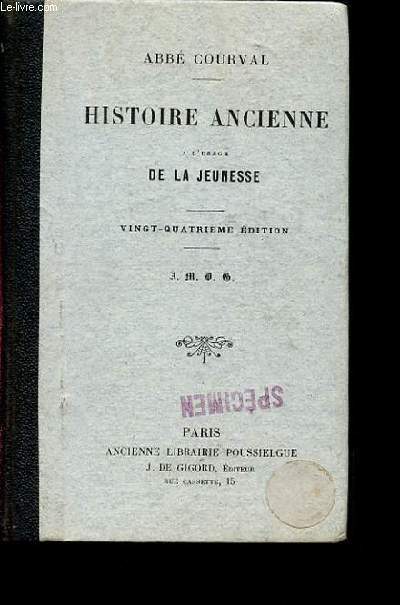 HISTOIRE ANCIENNE A L'USAGE DE LA JEUNESSE. 24EME EDITION.