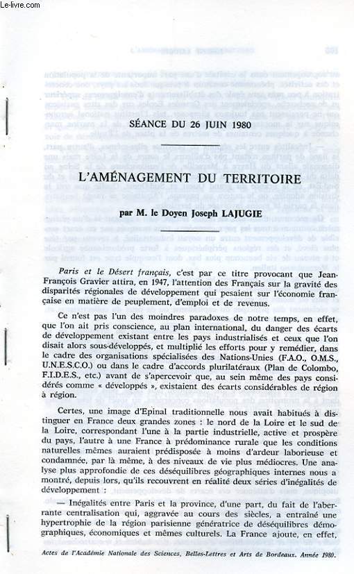 L'AMENAGEMENT DU TERRITOIRE. SEANCE DU 26 JUIN 1980
