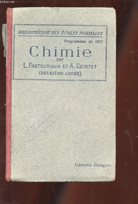 COURS DE CHIMIE. (DEUXIEME ANNEE) CONFORME AUX PROGRAMMES OFFICIELS DU 18 AOUT 1920. SIXIEME EDITION