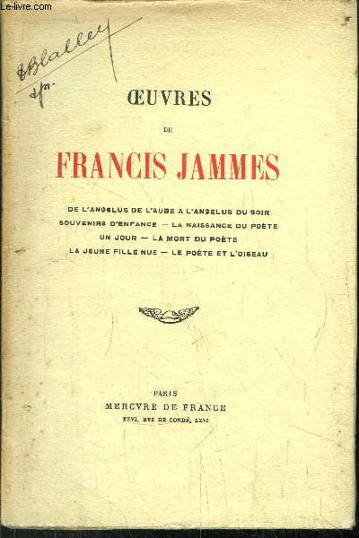 OEUVRES DE FRANCIS JAMES