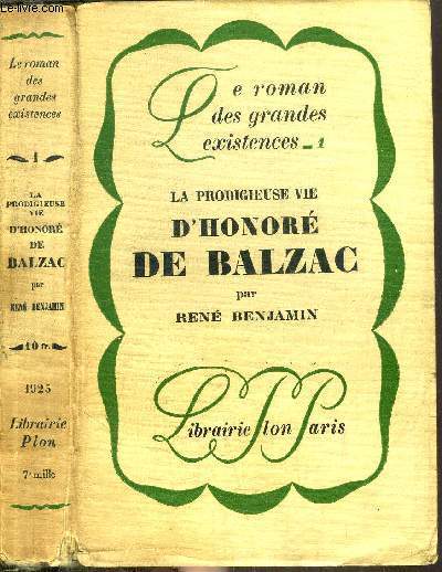 LA PRODIGIEUSE D'HONORE DE BALZAC - COLLECTION LE ROMAN DES GRANDES EXISTENCES N1