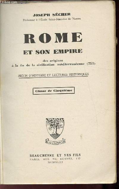 ROME ET SON EMPIRE - CLASSE DE CINQUIEME-