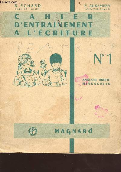 Cahier d'entranement  la lecture - N1 - Collection Droite Minuscules
