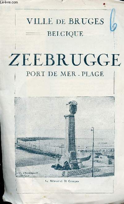 Plaquette de la ville de Bruges, Belgique - Zeebrugge - port de mer, plage